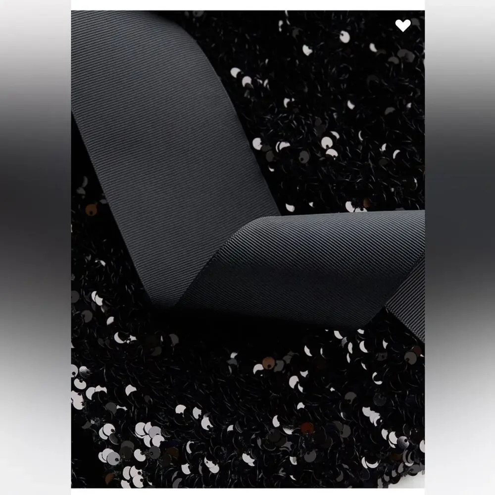 H&M Black TIE-FRONT SEQUINED JACKET - Picture 2 of 12